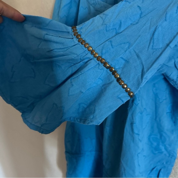 Vix Paula Hermanny Womens Cover Up Tunic  Sz M Cotton Boho Fairy Belted  Blue - Picture 10 of 14